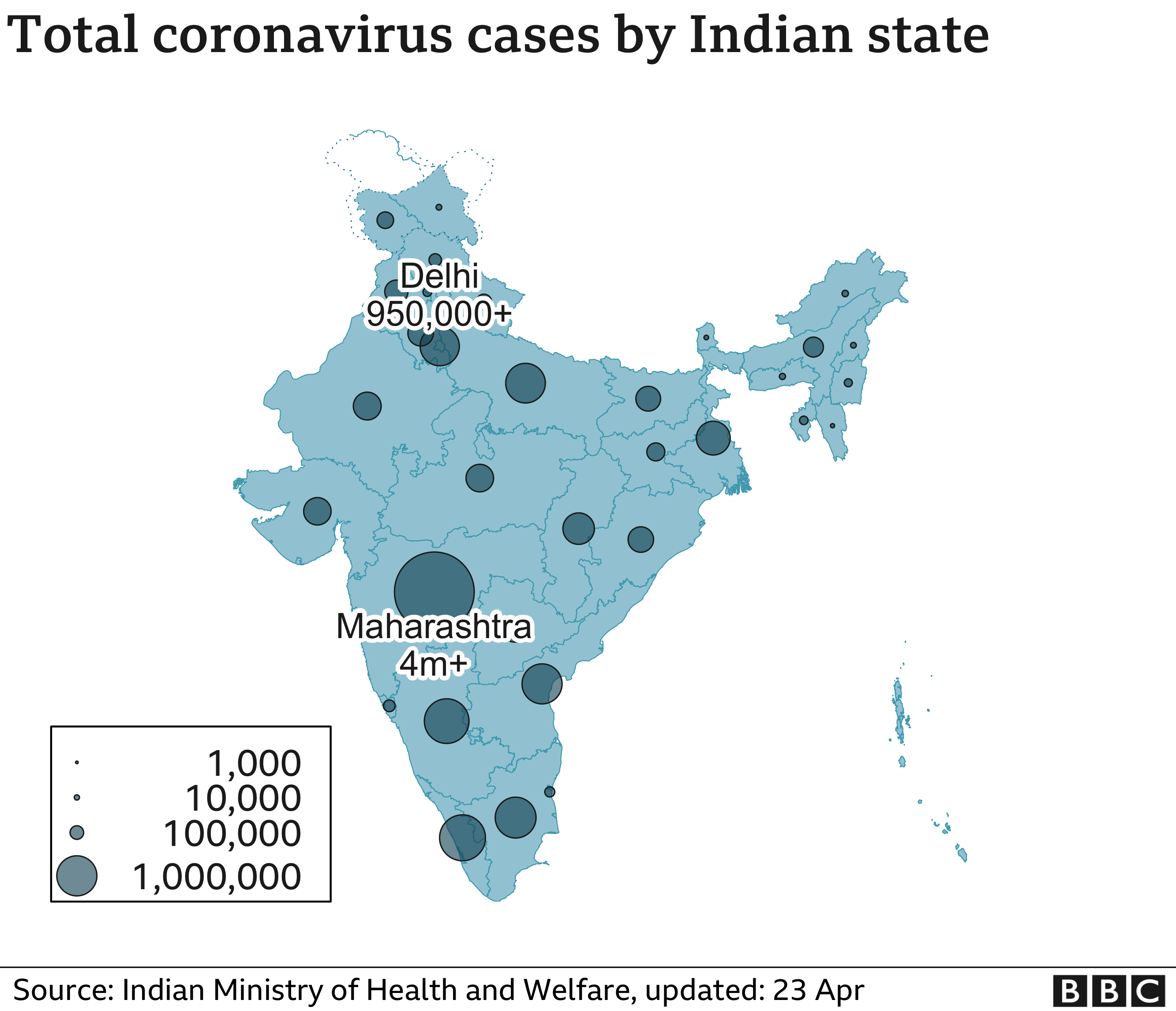 India heat map of Covid cases