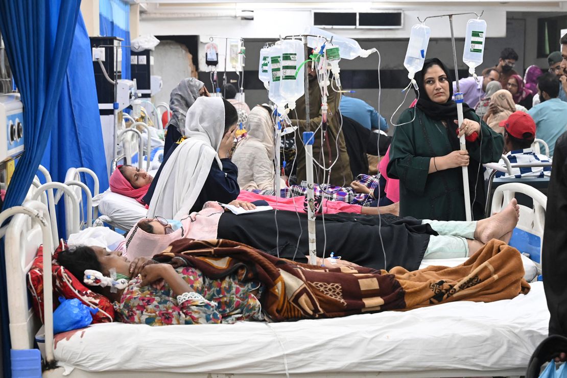 Patients are treated at a hospital due to poor air quality in Lahore, Pakistan, on November 8, 2024