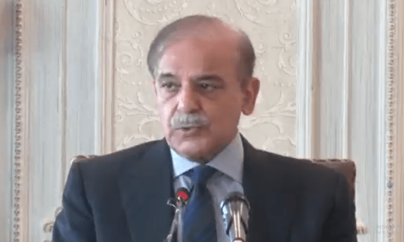 <p>Prime Minister Shehbaz Sharif in a meeting of the political parties in the ruling coalition at the Prime Minister’s House on Monday. — PML-N Twitter</p>