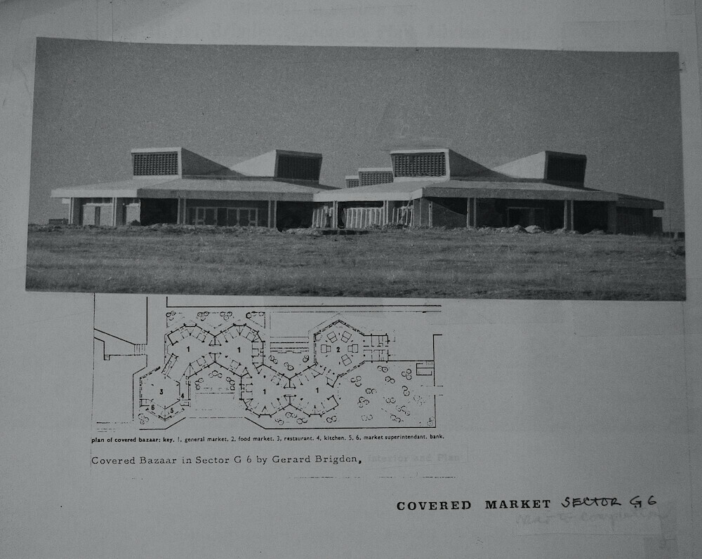  A picture and design sketch of the CDA Covered Market in G6, designed by Gerard Brigden. — Photo provided by author from Gerard Brigden’s archives 