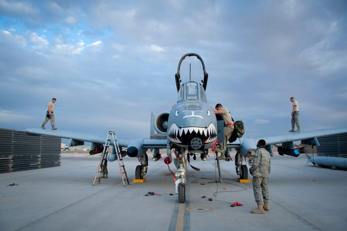A-10 Thunderbolt II undergoes maintenance at Kandahar Airfield in Afghanistan