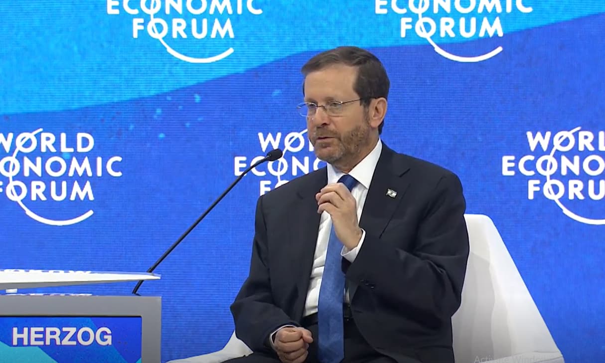 Israel President Isaac Herzog gives a special address at the World Economic Forum annual meeting, — Screenshot courtesy: WEF website