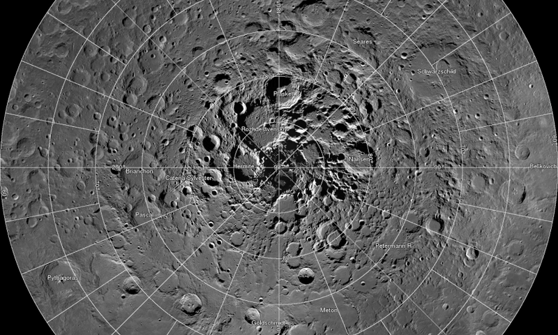 A high resolution mosaic of our moon's north polar region is seen in this undated handout image taken by scientists using cameras aboard NASA's Lunar Reconnaissance Orbiter (LRO). — Reuters