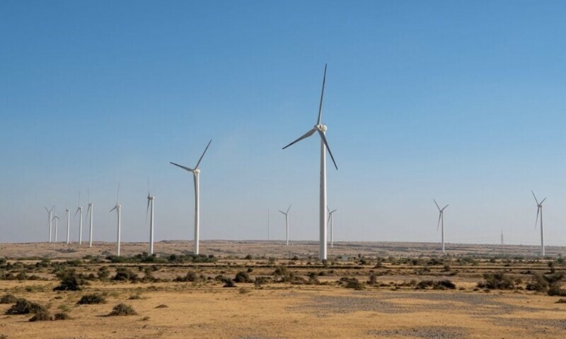 <p>A wind power plant in Jhimpir, southern Pakistan. Wind projects in this region have been one of several renewable energy projects to have received Chinese investment in recent years. — Photo courtesy: Hasan Zaidi / Alamy</p>
