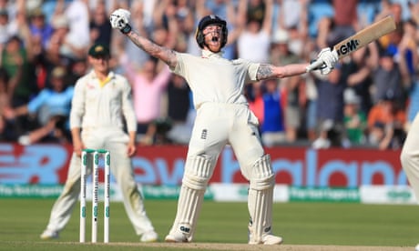 England’s Ben Stokes celebrates hitting the winning runs against Australia in the third Test of the Ashes series at Headingley in 2019.