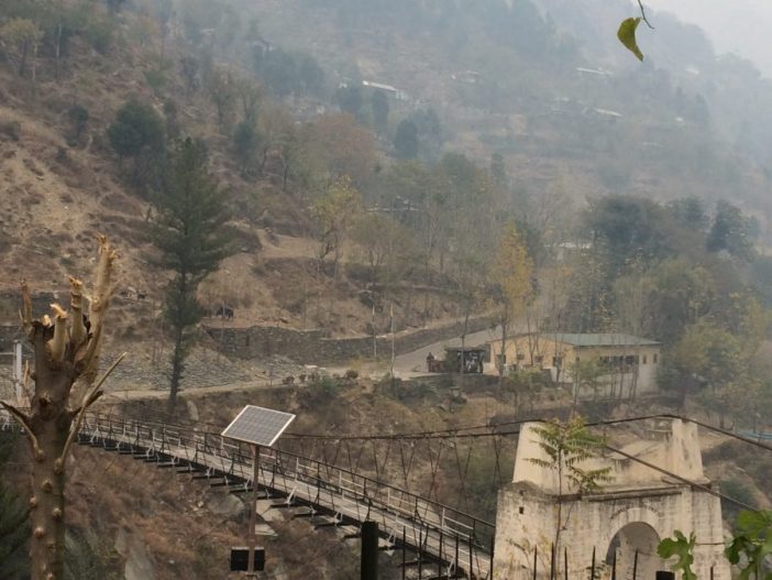 A suspension bridge in Teetwal connecting divided Kashmiris. 