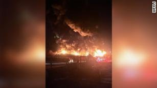 A train derailed and sparked a fire near the Ohio-Pennsylvania border Friday night.
