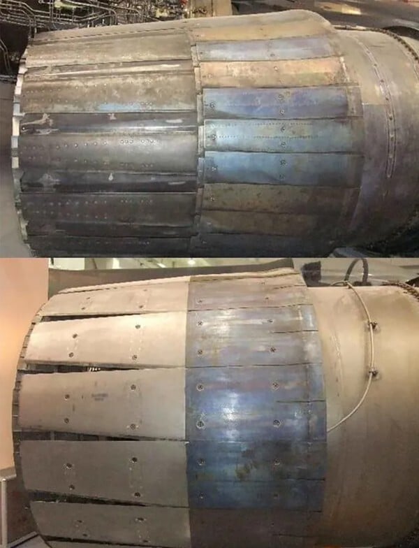 Top: The Russian AL-31F engine. Bottom: The Chinese WS-10C engine. Photo: Weibo