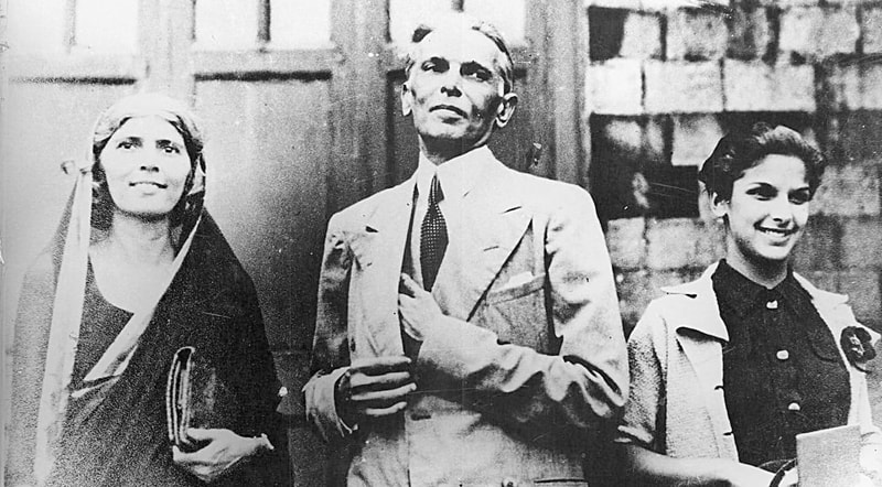 Mr Jinnah with his sister Fatima and daughter Dina.—Courtesy National Archives Islamabad