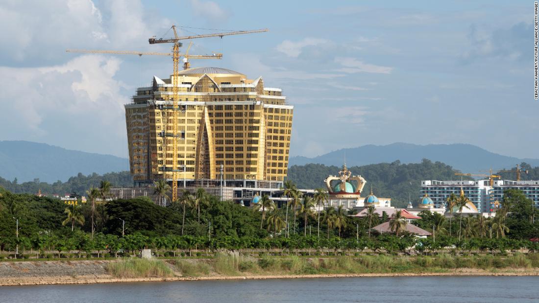 A view over the Mekong River to the Kings Romans Casino in Laos.