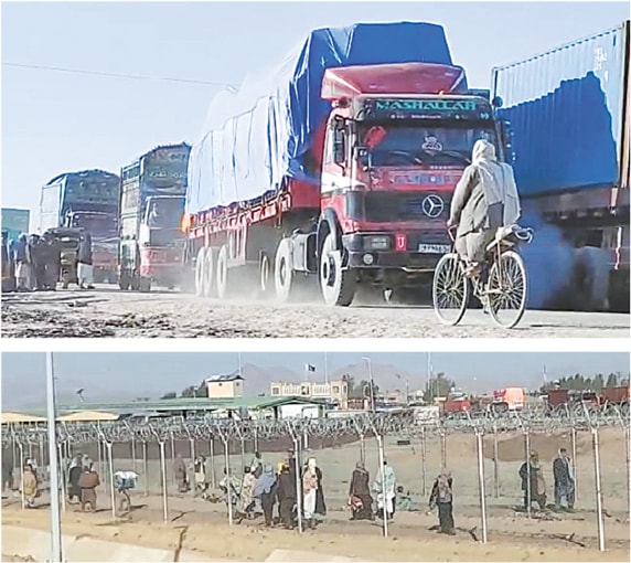 These screengrabs show vehicular and pedestrian traffic moving via the Friendship Gate at the border between Pakistan and Afghanistan at Chaman. The border post, which is a key route for the movement of goods and people between the two countries, reopened on Monday after more than a week.—Dawn