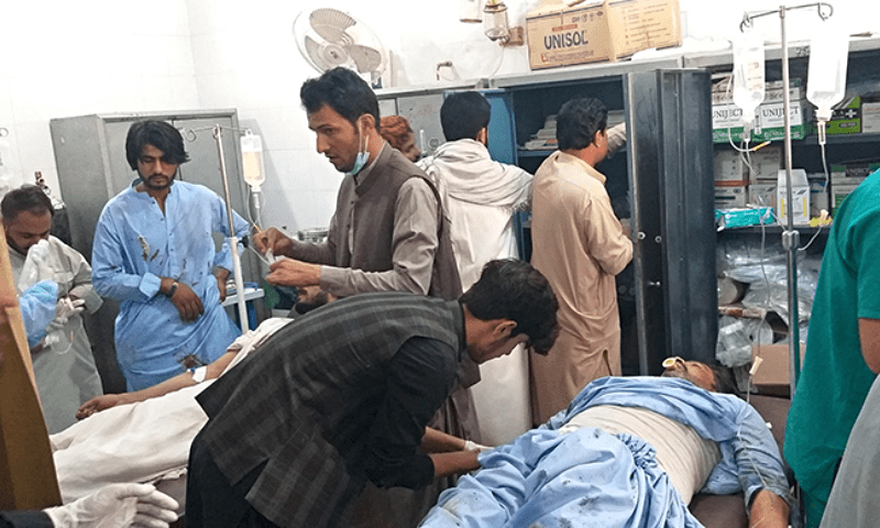  Victims are treated at a Mastung hospital, following a deadly suicide attack on a religious gathering in Balochistan on September 29. — Shaheed Nawab Ghous Bakhsh Raisani Memorial Hospital Mastung/Handout via Reuters 