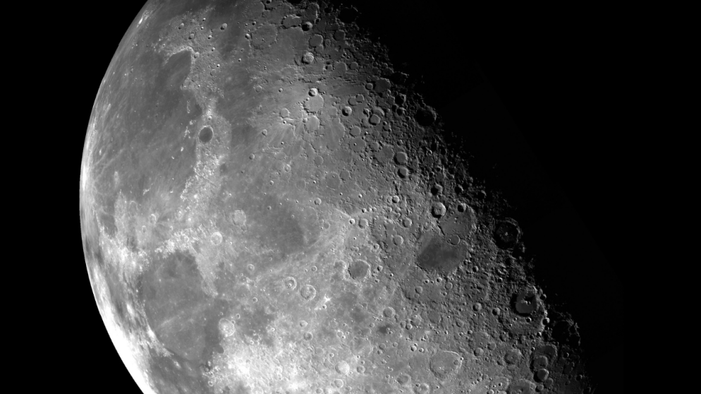 Detailed photograph of the Moon.