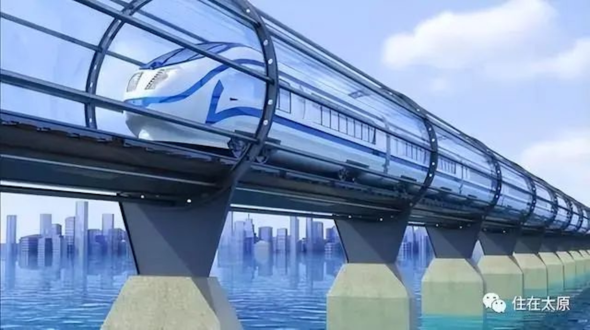 The high-speed flying car, also known as the hyperloop, can achieve near-Earth flight of 1,000 kilometers per hour.  (online picture)
