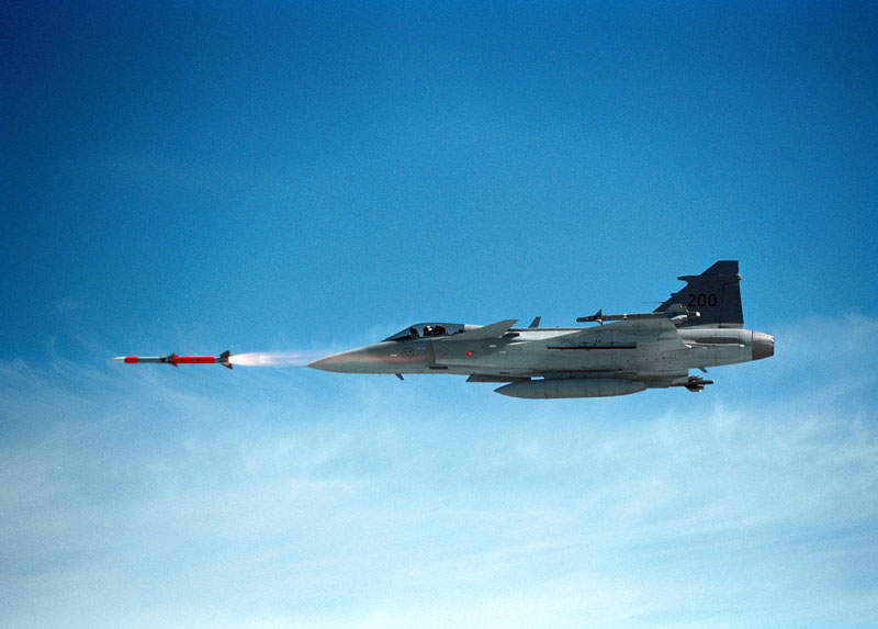 Gripen fighter firing AMRAAM