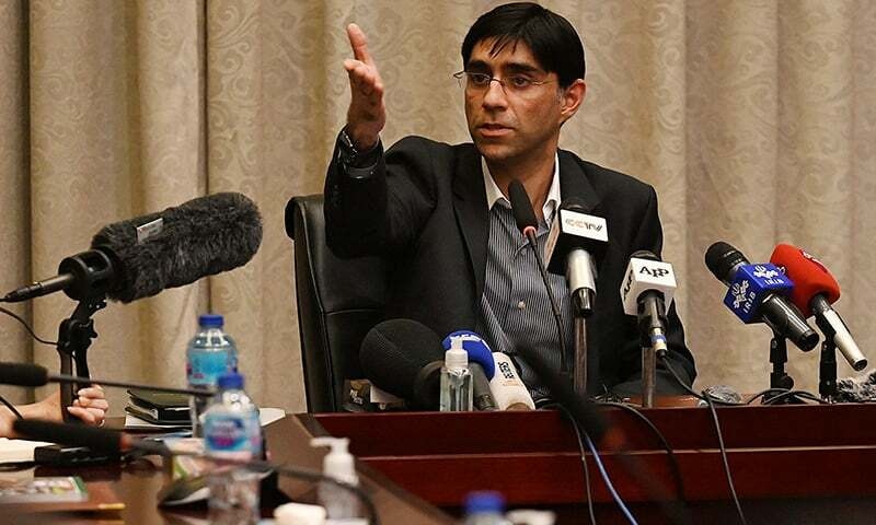 NSA Moeed Yusuf gestures as he speaks to members of the media in Islamabad on September 15, 2021 about the ongoing situation in Afghanistan. — AFP/File