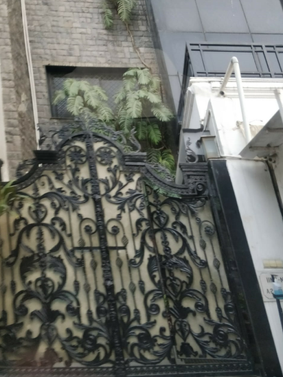 Srivastava Group's office gate in Delhi, with (right) nameplate for Indian Institute for Non-Aligned Studies and New Delhi Times, both linked to SG's office gate in Delhi, with (right) nameplate for Indian Institute for Non-Aligned Studies and New Delhi Times, both linked to SG