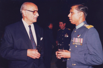 The author with AM Asghar Khan during a Defence Day Dinner.