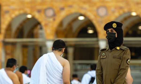 Since April, dozens of female soldiers have become part of the security services that monitor pilgrims in Makkah and Madina, the birthplaces of Islam. — Photo courtesy Saudi Gazette