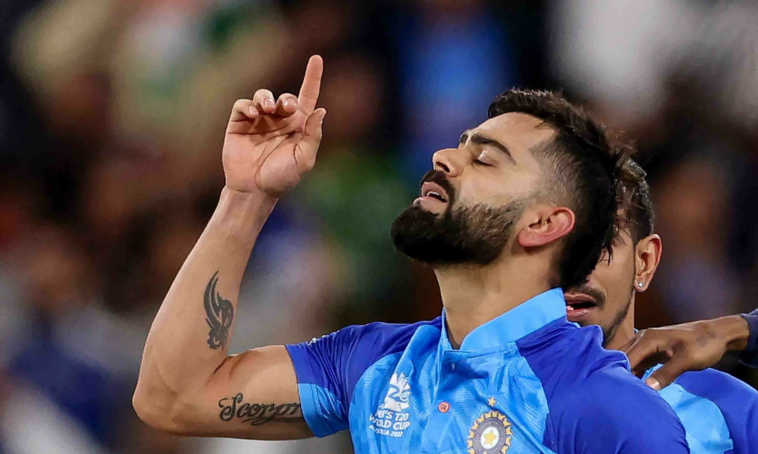 <p>Virat Kohli celebrates after their win during the ICC men’s Twenty20 World Cup 2022 cricket match between India and Pakistan at Melbourne Cricket Ground (MCG) in Melbourne on October 23. — AFP</p>