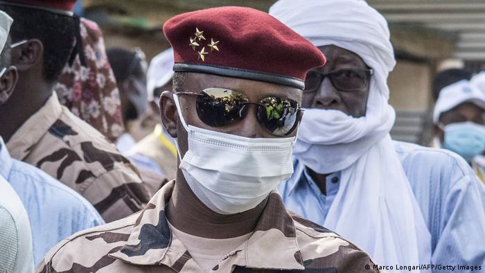 Mahamat Idriss Deby Itno, son of Idriss Deby, at a polling station in N'djamena