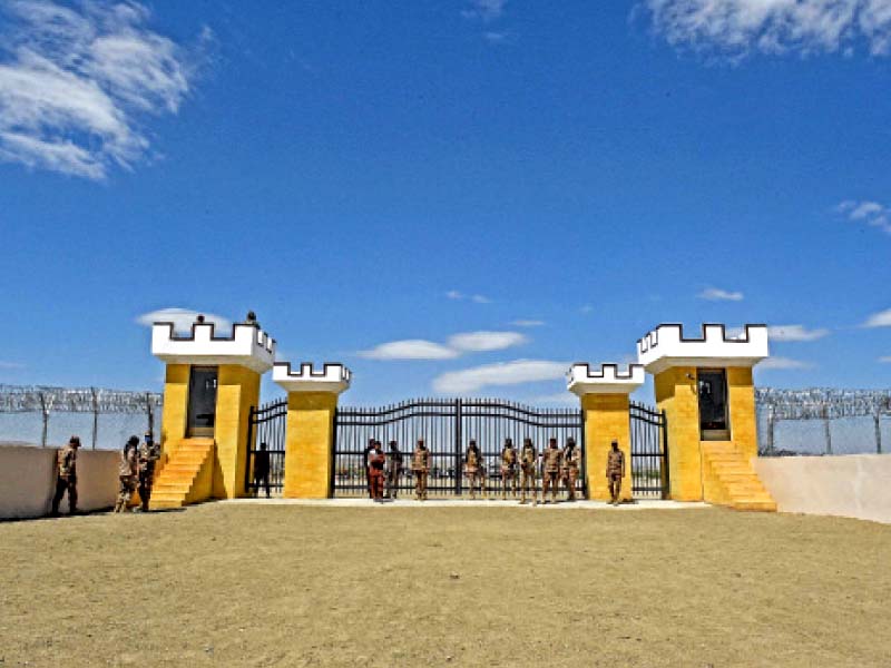 Frontier Corps security personnel guard the newly inaugurated Badini Trade Terminal Gateway in Balochistan. PHOTO: AFP