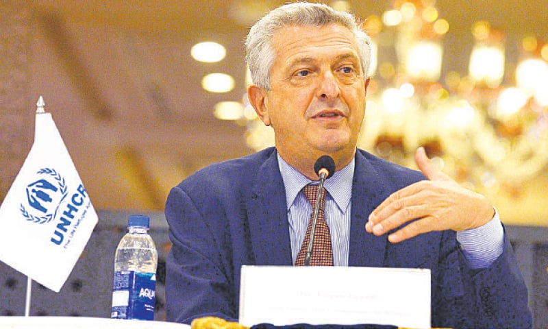 ISLAMABAD: UN High Commissioner for Refugees Filippo Grandi speaks at a press conference here on Friday.—INP