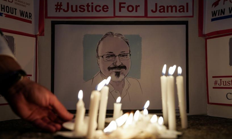 The Committee to Protect Journalists and other press freedom activists hold a candlelight vigil in front of the Saudi Embassy to mark the anniversary of the killing of journalist Jamal Khashoggi at the kingdom's consulate in Istanbul. — Reuters/File