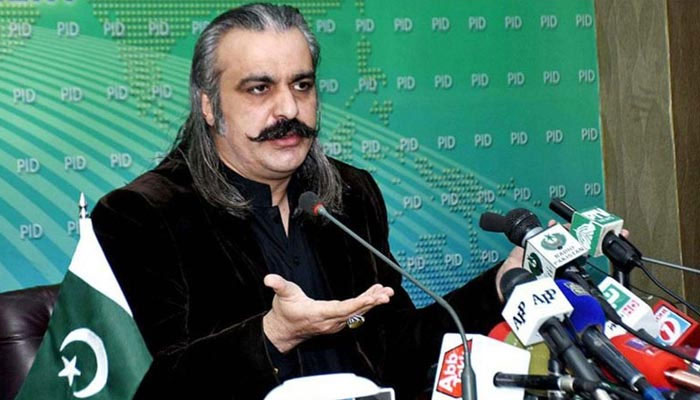 PTI leader Ali Amin Gandapur addresses a press conference. — APP/File