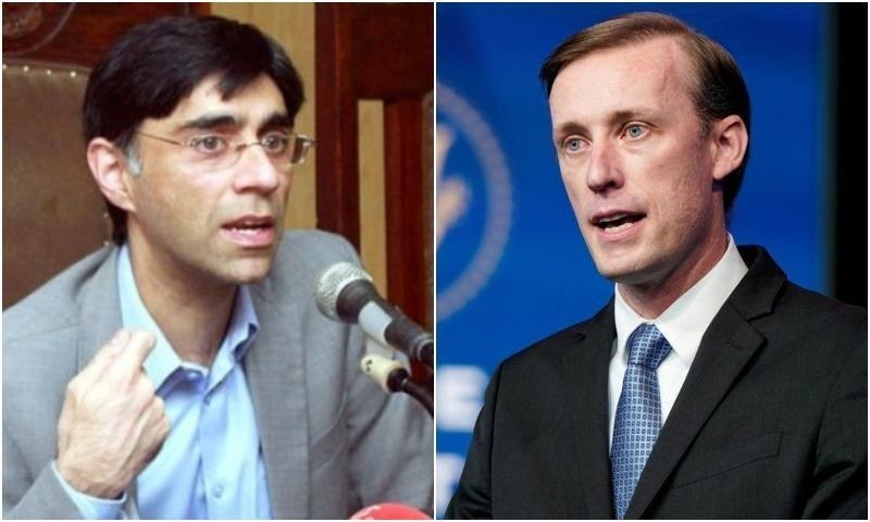 A combination photo of Pakistan National Security Adviser Dr Moeed Yusuf (L) and his American counterpart Jake Sullivan (R). — APP/Reuters