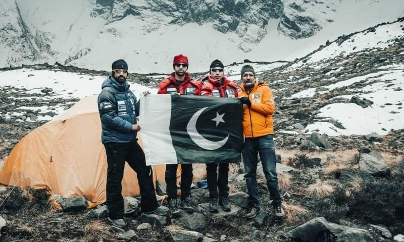 The four-member Pakistani team that successfully completed the Annapurna expedition. — Photo courtesy: Sirbaz Khan Instagram