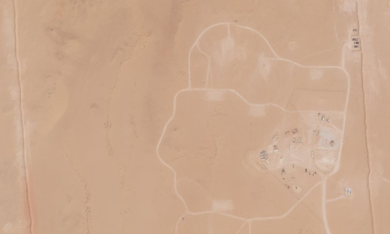 In this satellite photo provided by Planet Labs Inc., an area of Prince Sultan Air Base in Saudi Arabia that once saw Patriot missile batteries stationed with one advanced Terminal High Altitude Air Defence unit stands empty on Friday. — AP