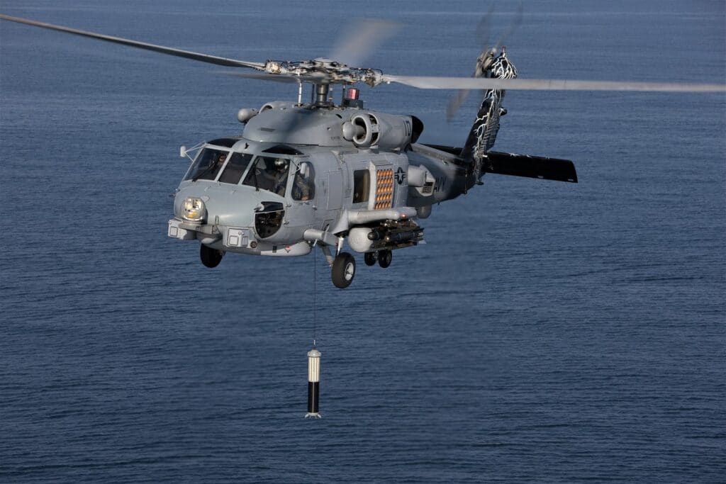 Thales ALFS dipping sonar on MH-60R helicopter Lockheed Martin
