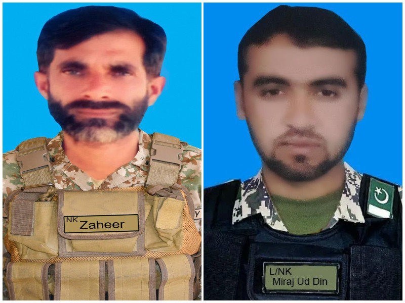 ispr says naik zaheer abbas l and lance naik mairaj ud din r embraced martyrdom during an intense exchange of fire with terrorists photo ispr