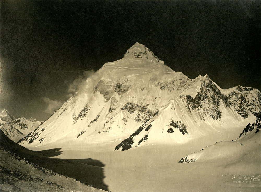 Photograph of K2 from Windy Gap, taken by Vittorio Sella in 1909.  Vittorio Sella Collection