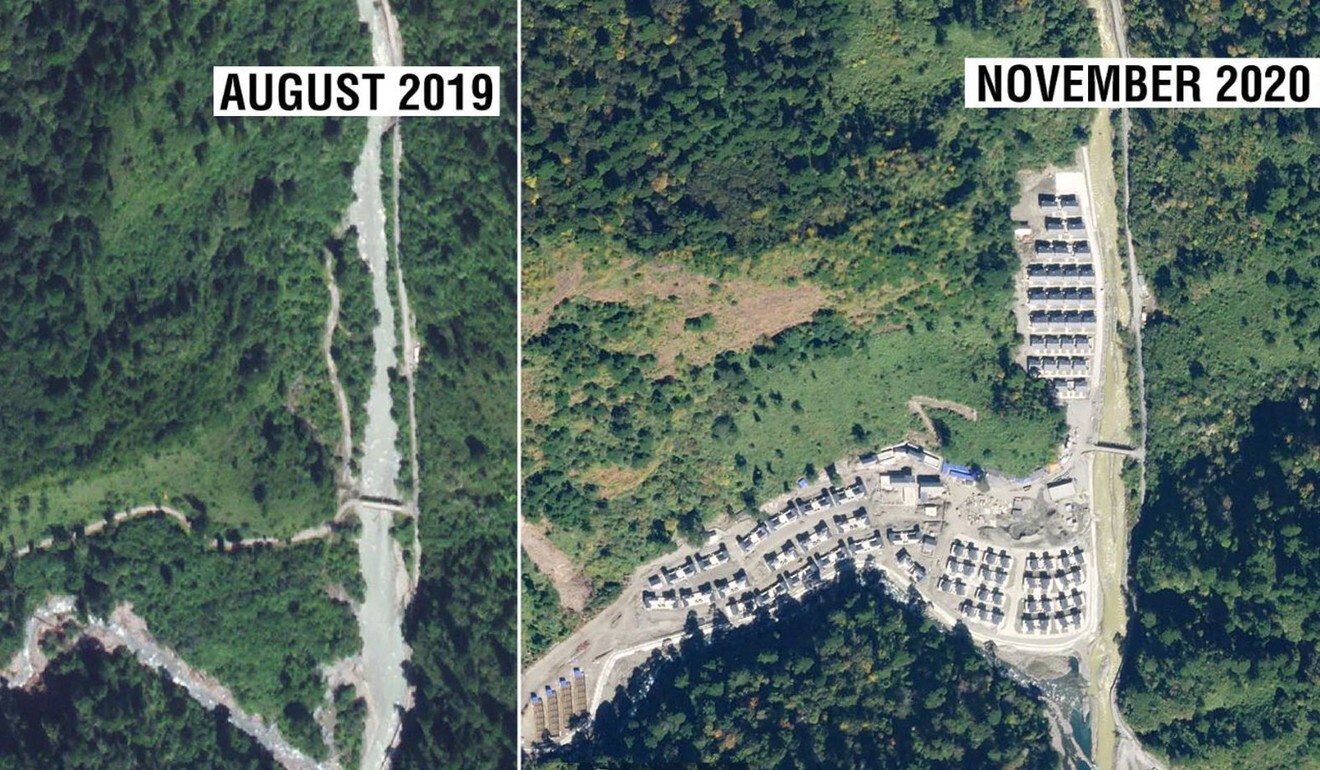 It is not known exactly when the houses were built, but satellite images of the same area taken in August 2019 show it to be grassland. Photo: Twitter
