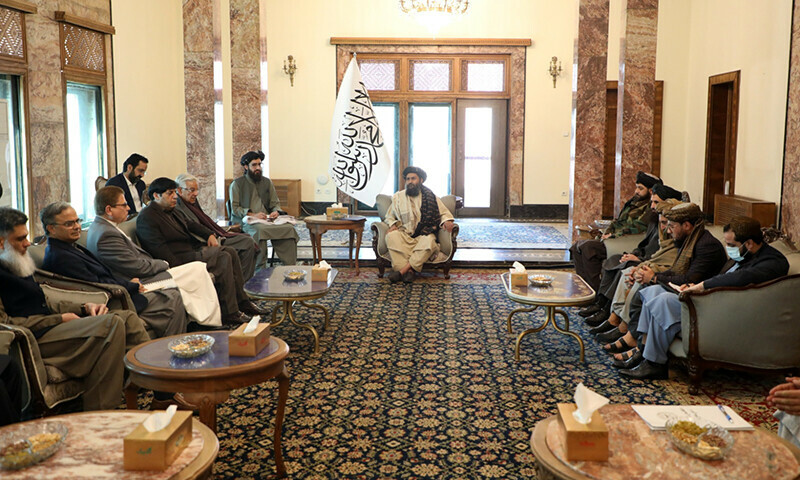 A Pakistani delegation meets Afghanistan’s Acting First Deputy Prime Minister of Afghanistan for Economic Affairs Abdul Ghani Baradar on Wednesday.—Photo from Afghan Prime Minister’s Office