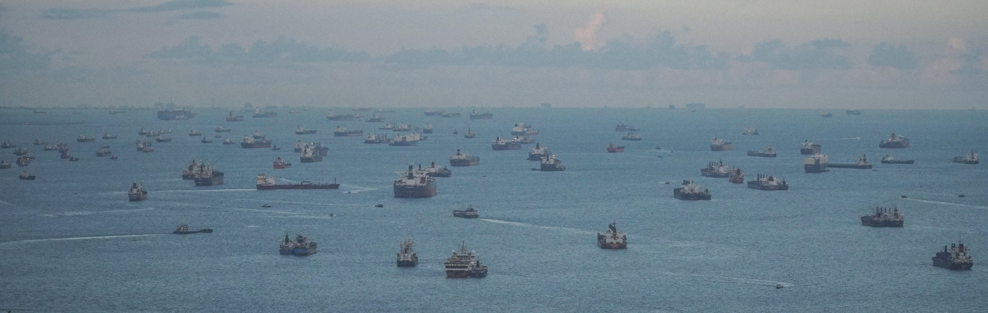 Container and cargo ships are seen passing through the Malacca Strait, the main shipping channel between the Indian Ocean and the Pacific Ocean, in 2019. Photo: Roy Issa