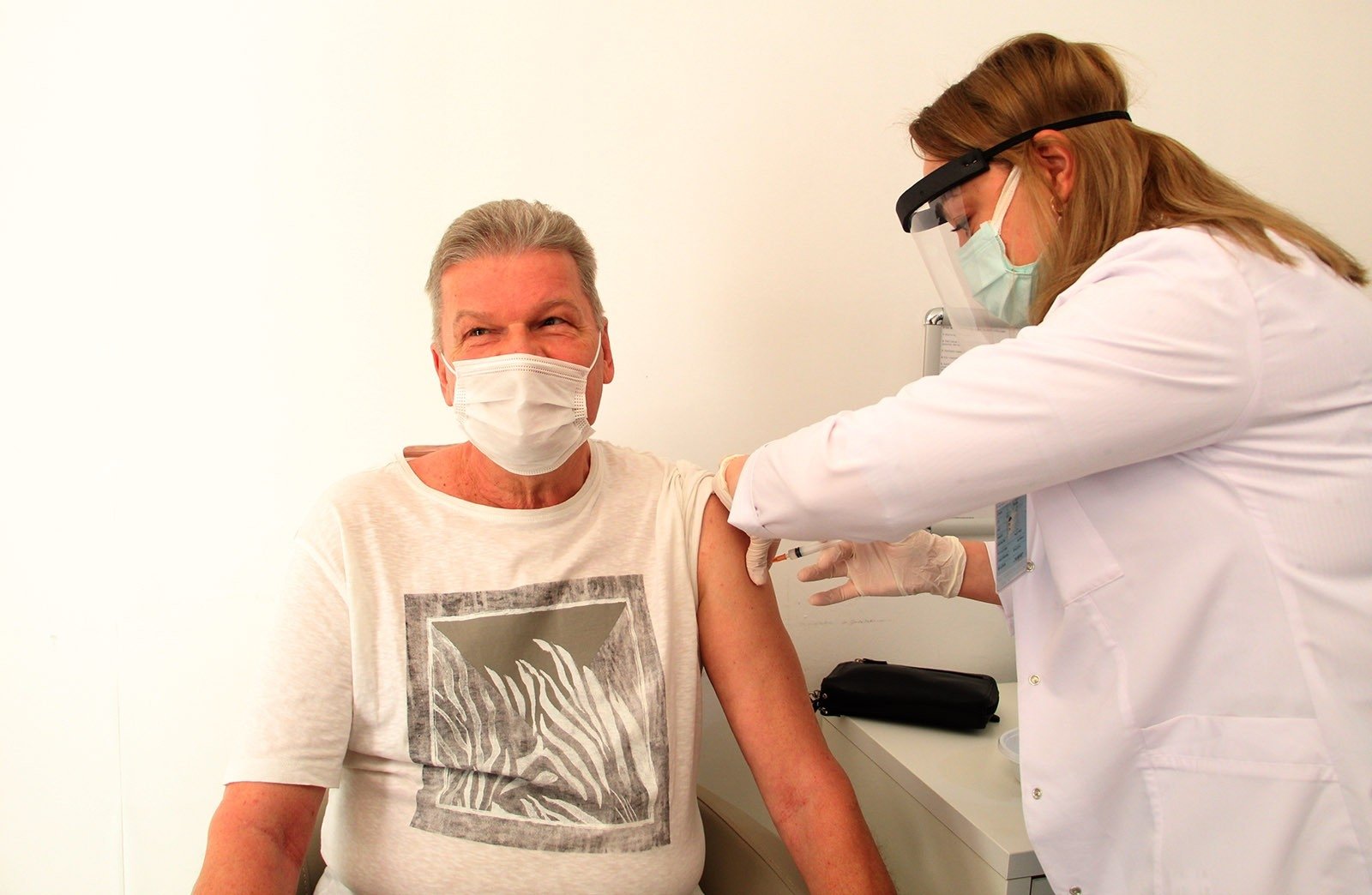 A man gets vaccinated against the coronavirus, in Antalya, southern Turkey, March 5, 2021. (İHA PHOTO)