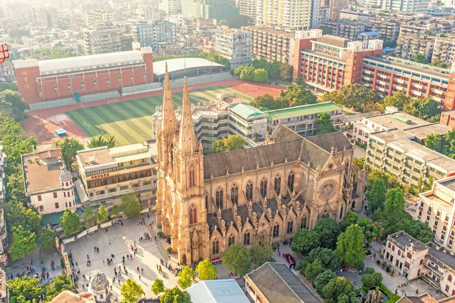 bird view of Sacred Heart Cathedral in Guangzhou