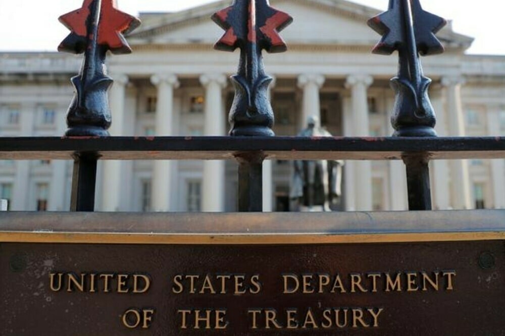 <p>A sign marks the US Treasury Department in Washington. — Reuters</p>
