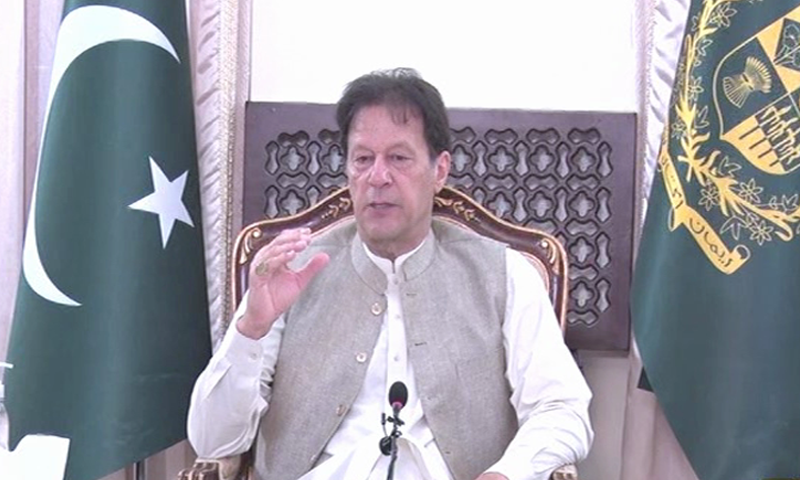 Prime Minister Imran Khan speaks to the Chinese media on Thursday. — DawnNewsTV