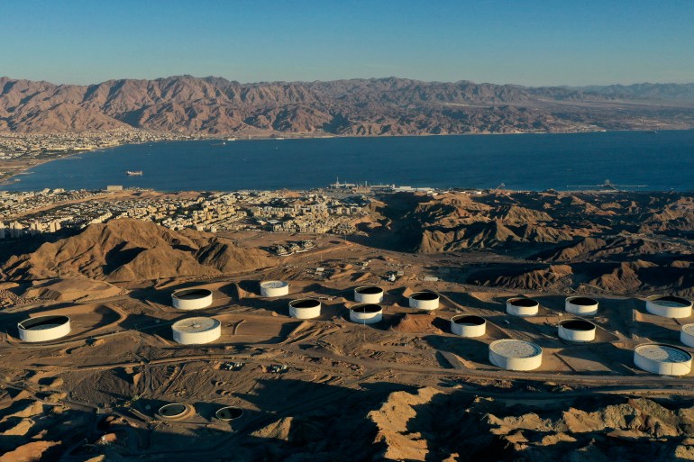 Oil storage containers near Israel's Red Sea port city of Eilat [File: Menahem Kahana/AFP]