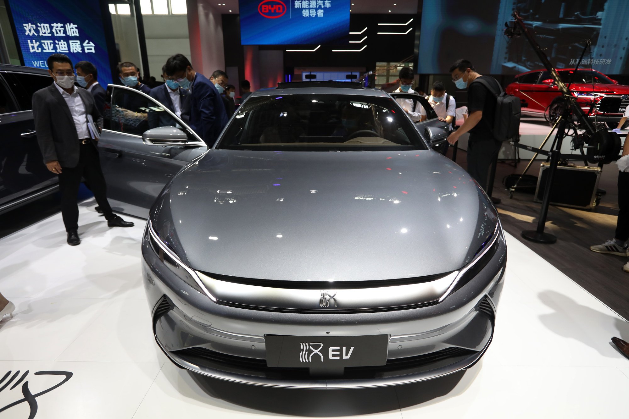 BYD’s all-electric Han EV at the Auto China 2020 trade show in Beijing on September 26, 2020. Photo: Simon Song.
