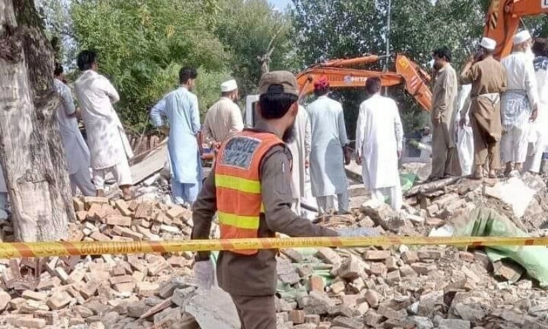 A rescue operation is underway in KP’s Hangu where two blasts were reported on Friday. — Photo by author