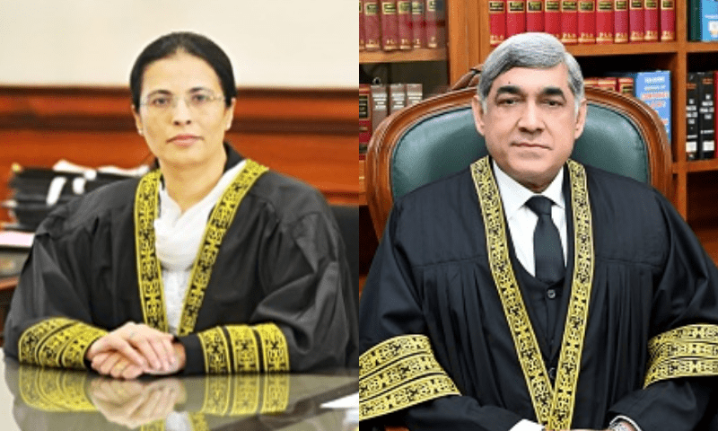 This photo combo shows Justice Ayesha Malik (L) and Justice Aqeel Ahmad Abbasi (R). — SC website