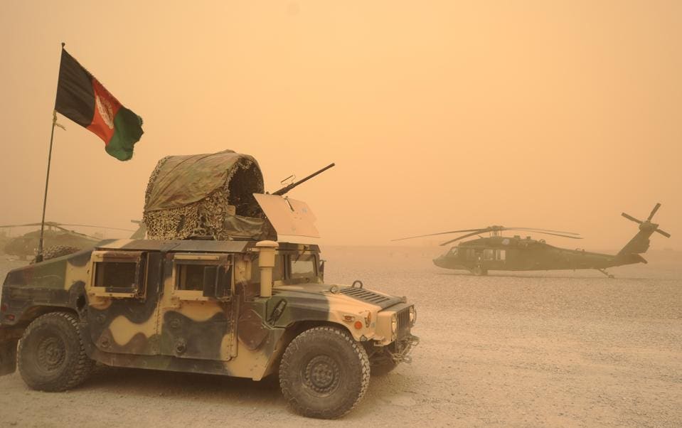 An Afghan National Army Humvee jeep driv