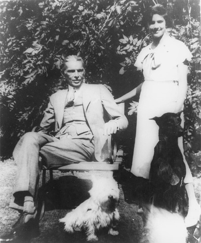 Mr Jinnah and Dina share a private moment in the grounds of their home on West Heath Road in Hampstead, London.—Courtesy National Archives Islamabad