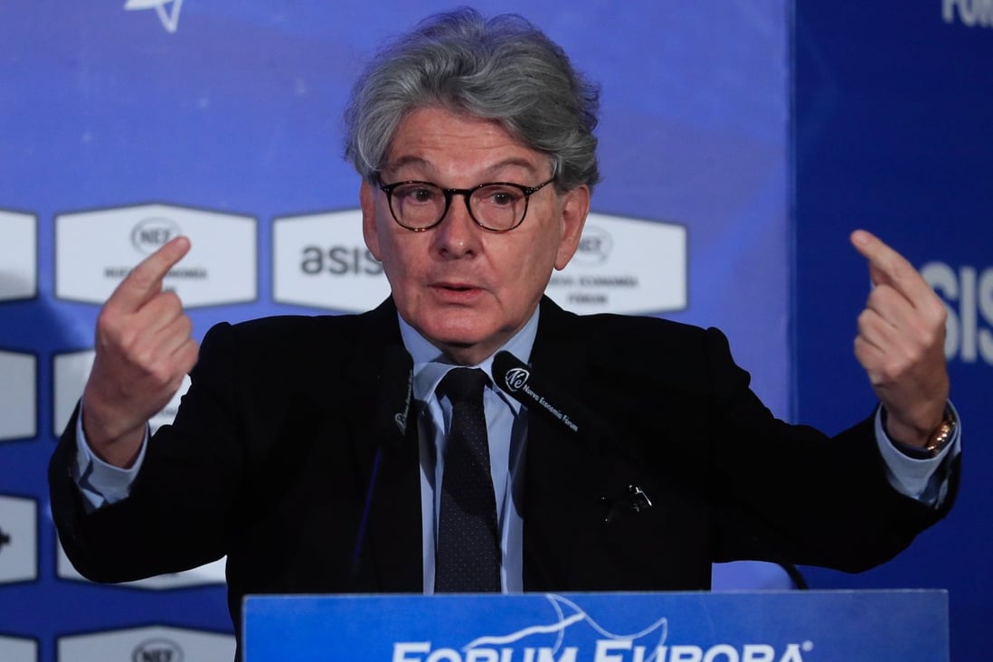 European Commissioner for Internal Market Thierry Breton said on Friday that the EU  agrees with the US goal of impeding China’s chips industry.  Photo: EPA-EFE