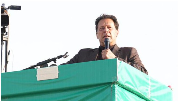 Prime Minister Imran Khan addresses a public rally in the Tehsil Mailsi of Vehari District. — Twitter/ PTI Official